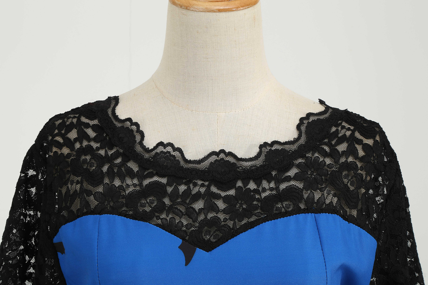 Womens Retro Lace round Neck Short-Sleeved Printed Maxi Dress for Cosplay Party